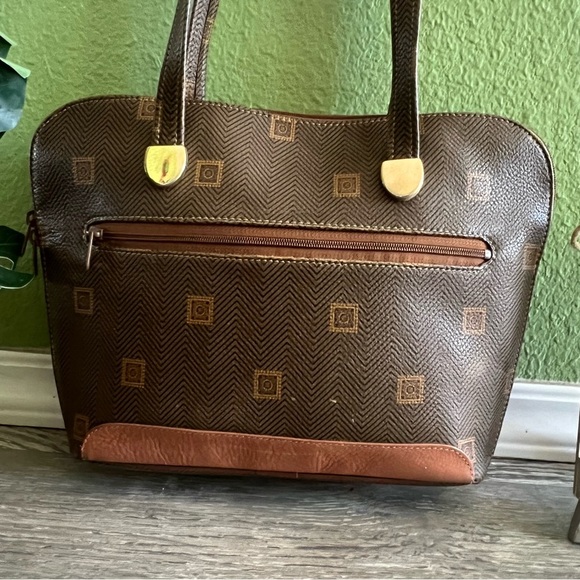 Vintage Texier French Signature Logo Brown Leather Satchel Shoulder Bag - Picture 6 of 11